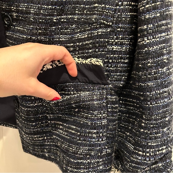 Ann Taylor Navy and White Tweed Blazer - Picture 3 of 6
